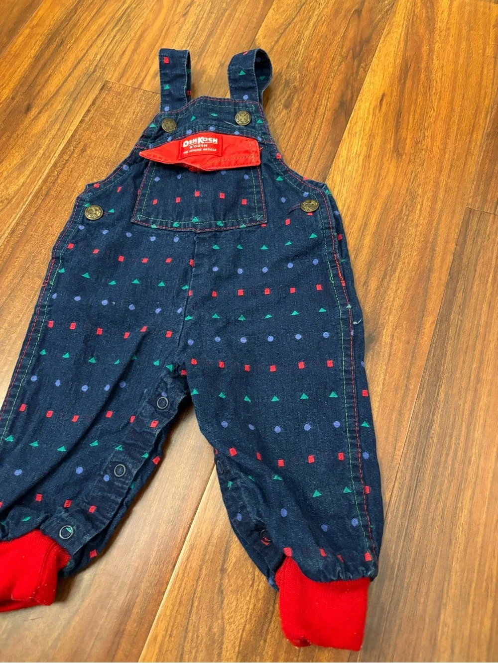 Osh Kosh B’Gosh Vintage Denim Geometric Shapes Overalls